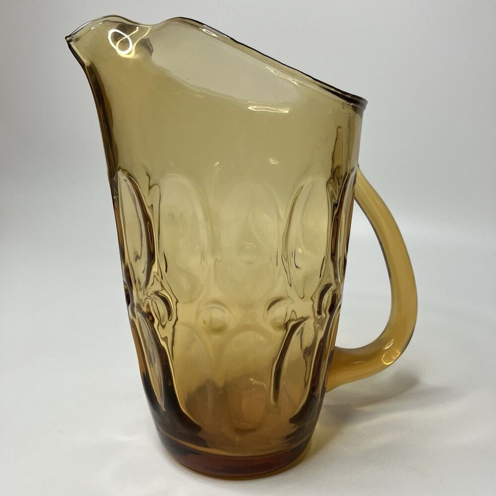 Vtg Amber Glass Pitcher Fostoria Mesa approx 7.5" tall